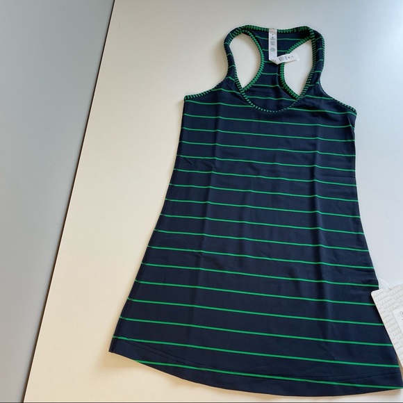 NWT Lululemon CRB Cool Racerback Tank Top Green Bean & Inkwell Striped - Picture 2 of 4